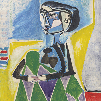 تابلوی نقاشی زن چمباتمه زده (ژاکلین) ، اثر  پابلو پیکاسو