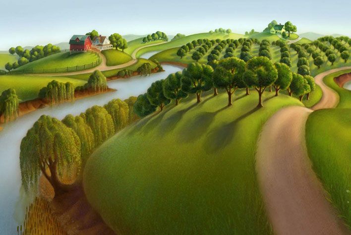 تعدادی از نقاشی های Grant Wood